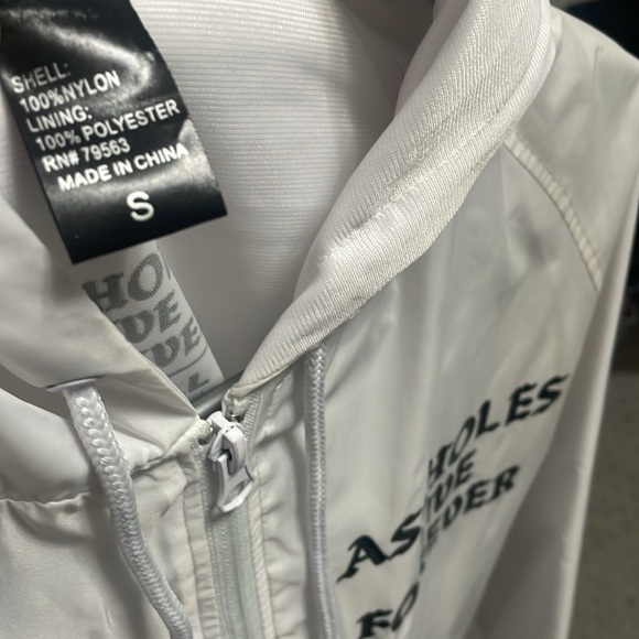 ASSHOLES LIVE FOREVER ALF LindaFinegold White Black Windbreaker Rain Coat Jacket - Picture 4 of 4